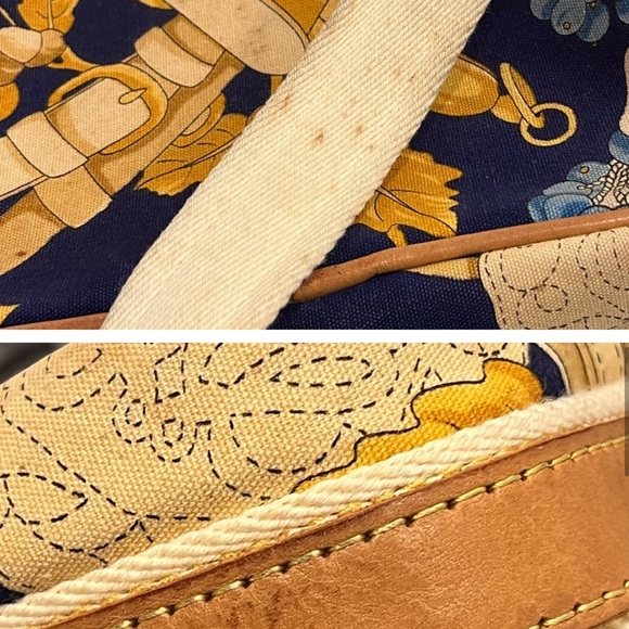 LOEWE Vintage Rare Botanical Pattern Cotton & Leather Authentic Crossbody Bag - Picture 6 of 7